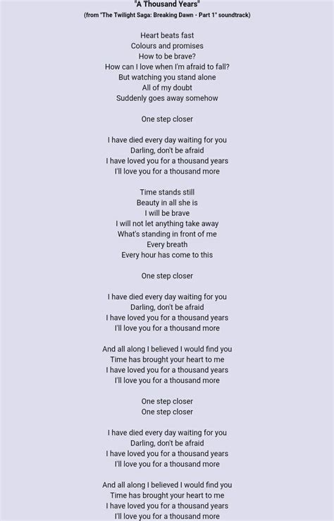 christina perri a thousand years with lyrics